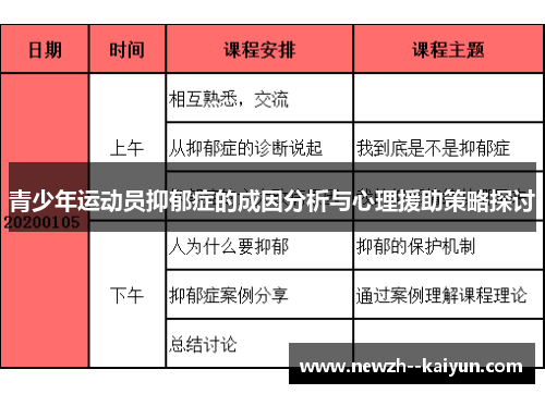 青少年运动员抑郁症的成因分析与心理援助策略探讨